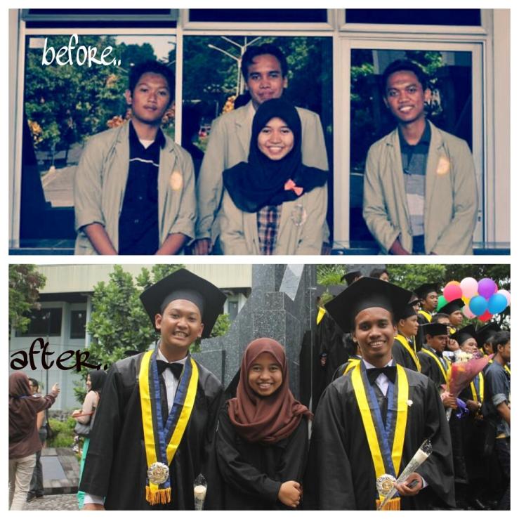 Foto Before-After aku, Faqih, Yanuar (afternya belom ada) dan Firli (ini yang fotoin)